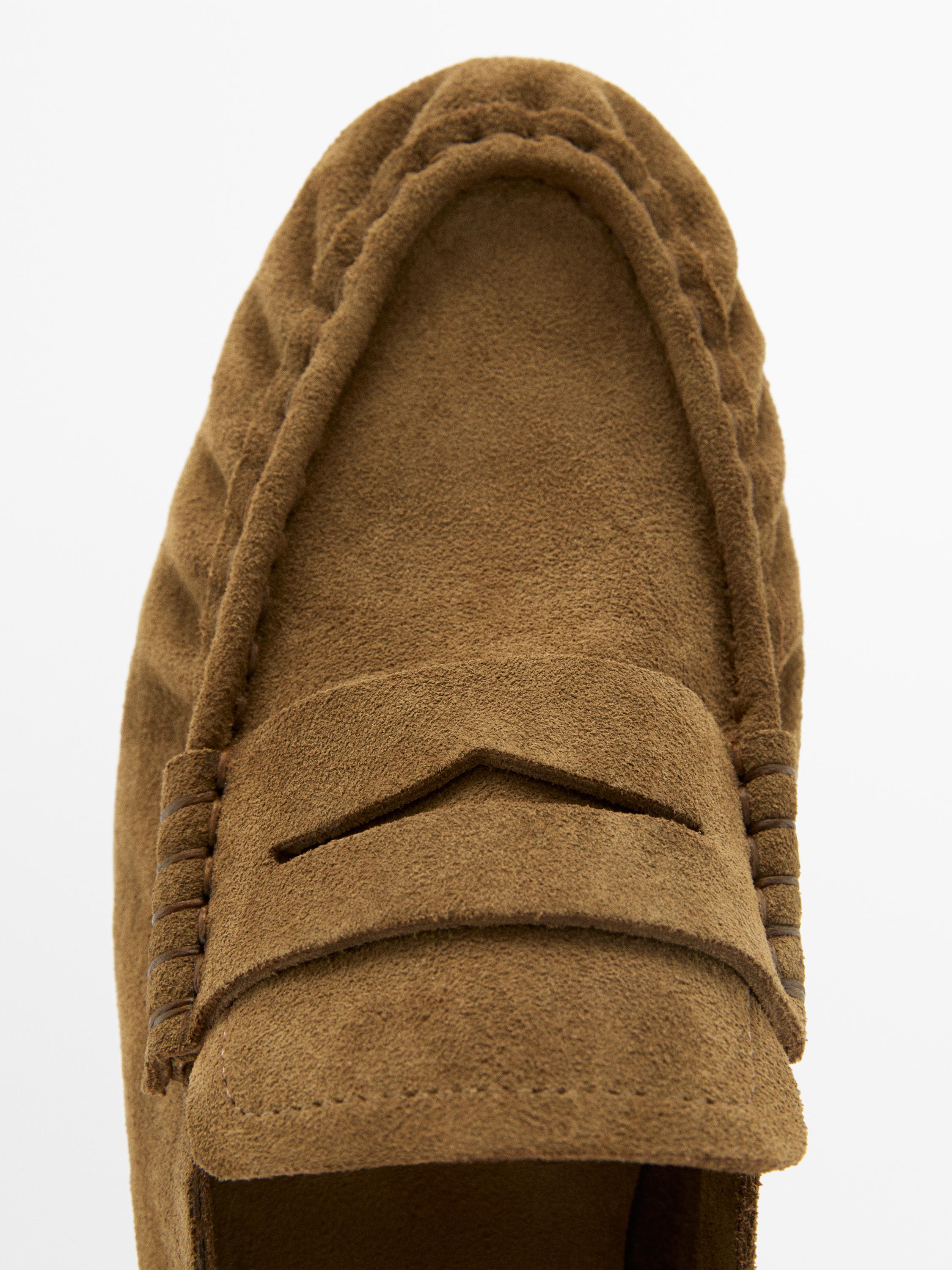 Soft split leather loafers